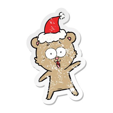 oyuncak ayı gülüyor etiket karikatür giyen San sıkıntılı