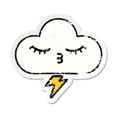 sevimli çizgi gök gürültüsü bulut sıkıntılı etiket