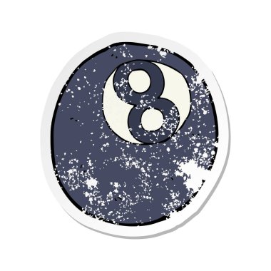 bir çizgi film sekiz top Retro sıkıntılı etiket