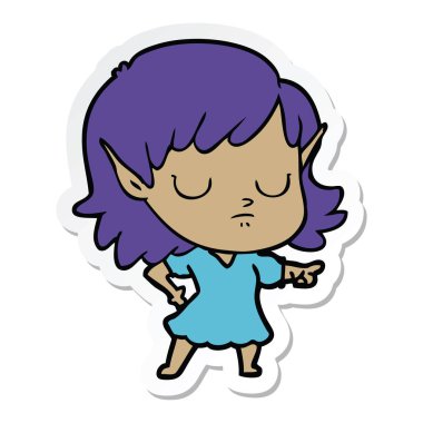 bir çizgi film elf Girl etiketi