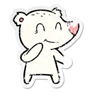 gülümseyen bir kutup ayısı karikatür sıkıntılı etiket