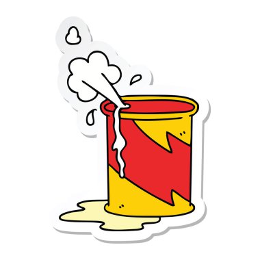 ilginç bir el etiket karikatür patlayan petrol can çizilmiş