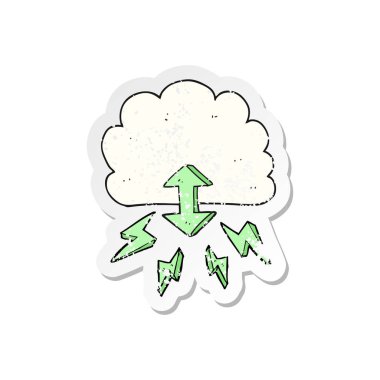 Retro sıkıntılı etiket bir karikatür dijital bulut