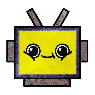 Retro grunge doku çizgi film robot baş