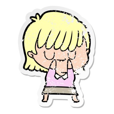 bir çizgi film kadının sıkıntılı etiket