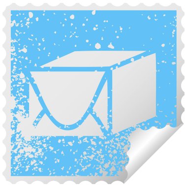 sıkıntılı kare etiketi simgesi kağıt parsel peeling