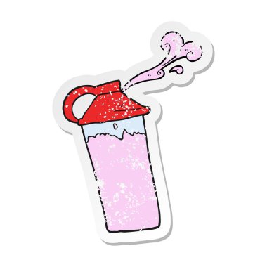 Retro sıkıntılı etiket bir karikatür protein sallamak