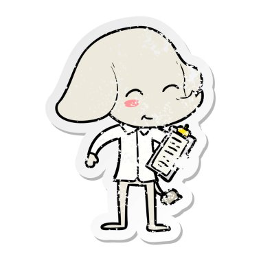 sevimli çizgi fil sıkıntılı etiket