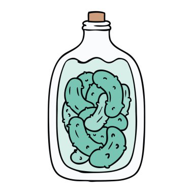 elle çizilmiş karikatür doodle kavanoz salatalık turşusu