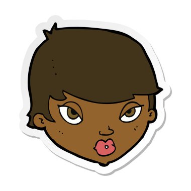 bir çizgi film etkilenmemiş kadının etiket