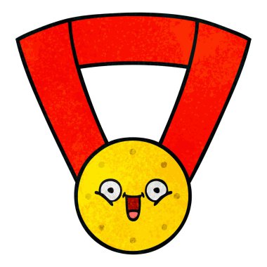 Retro grunge doku karikatür altın madalya