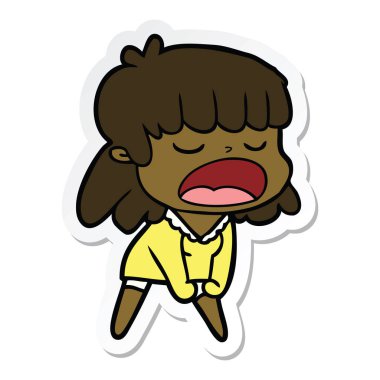 yüksek sesle konuşuyor karikatür kadın etiketi