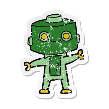 bir çizgi film robot sıkıntılı etiket