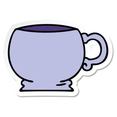 ilginç bir el etiket karikatür kupa çizilmiş