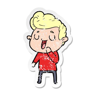 bir mutlu çizgi film adamın sıkıntılı etiket