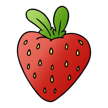 Degrade çizgi film doodle, taze çilek