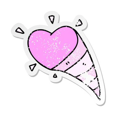 ilginç bir el sıkıntılı etiket kalp çekim karikatür çizilmiş