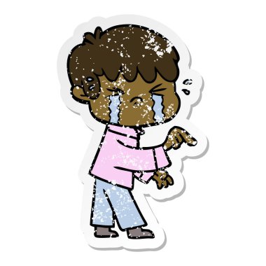 ağlayan bir çocuk karikatür sıkıntılı etiket