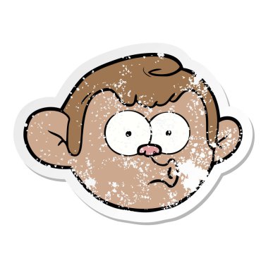 bir karikatür maymun yüz sıkıntılı etiket