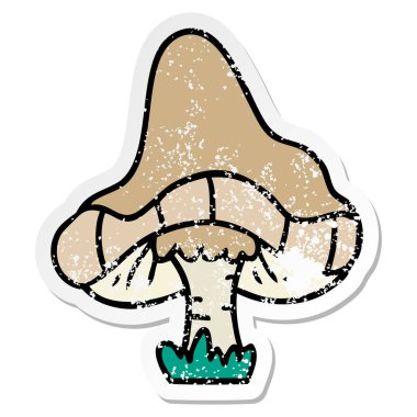 sıkıntılı etiket karikatür doodle tek bir mantar