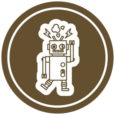 Hatalı çalışan robot dairesel simgesi simgesi