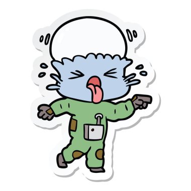 etiket işaret eden bir garip çizgi film yabancı