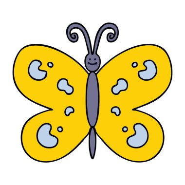 ilginç el çizilmiş karikatür kelebek