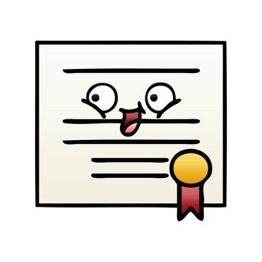 Degrade gölgeli karikatür Mezuniyet Diploması