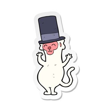 silindir şapkalı bir karikatür maymun etiket
