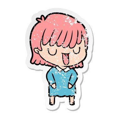 bir çizgi film kadının sıkıntılı etiket