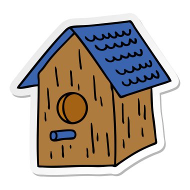etiket karikatür doodle ahşap kuş evi