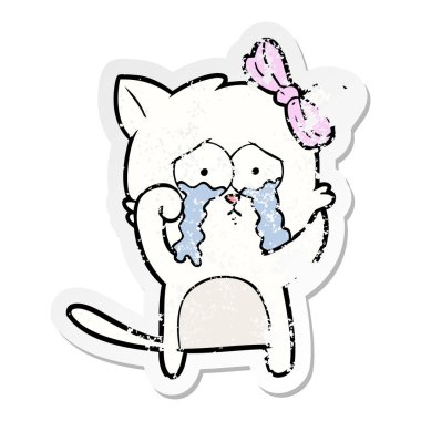 bir karikatür kedi sıkıntılı etiket