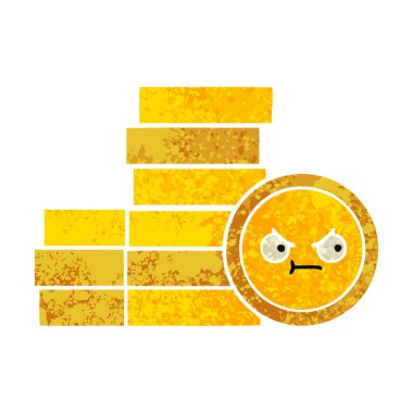 Retro illüstrasyon stil karikatür bir sikke