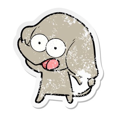 sevimli çizgi fil sıkıntılı etiket