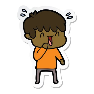 etiket bir karikatür gülen çocuk