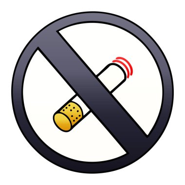 Degrade gölgeli karikatür Sigara İçilmez işareti izin.