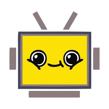 düz renk retro karikatür robot baş