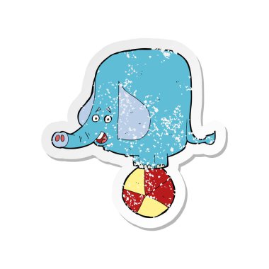 bir çizgi film sirk fil Retro sıkıntılı etiket