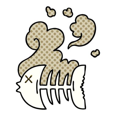 ilginç çizgi roman tarzı çizgi film ölü balık iskeleti