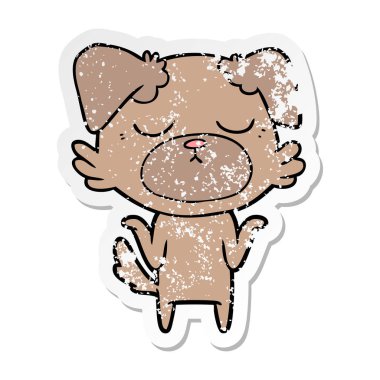 sevimli çizgi köpeklerin sıkıntılı etiket