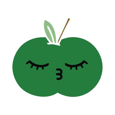 düz renk retro çizgi film sulu elma