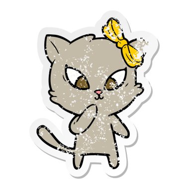 bir karikatür kedi sıkıntılı etiket