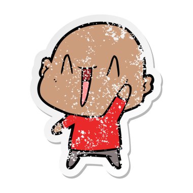 bir mutlu karikatür kel adamın sıkıntılı etiket