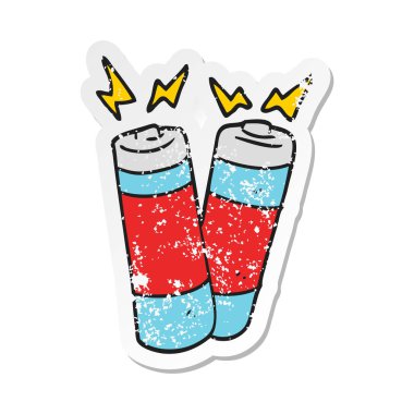 bir çizgi film bataryalarý Retro sıkıntılı etiket