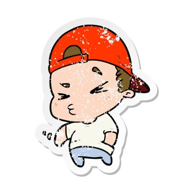 bir çizgi film serin çocuk sıkıntılı etiket