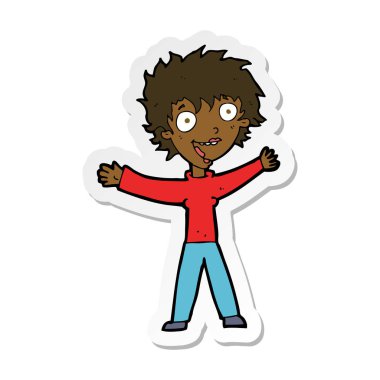 bir çizgi film heyecanlı kadın etiketi