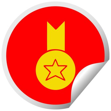 dairesel peeling etiket karikatür altın madalya