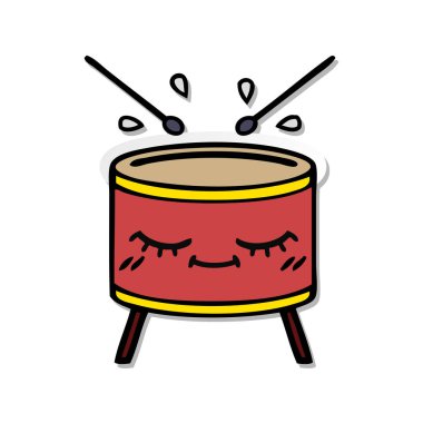 sevimli çizgi davul sıkıntılı etiket