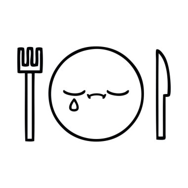 Çizim karikatür yemek tabağı