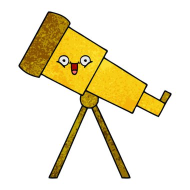 Retro grunge doku karikatür bir Teleskobu
